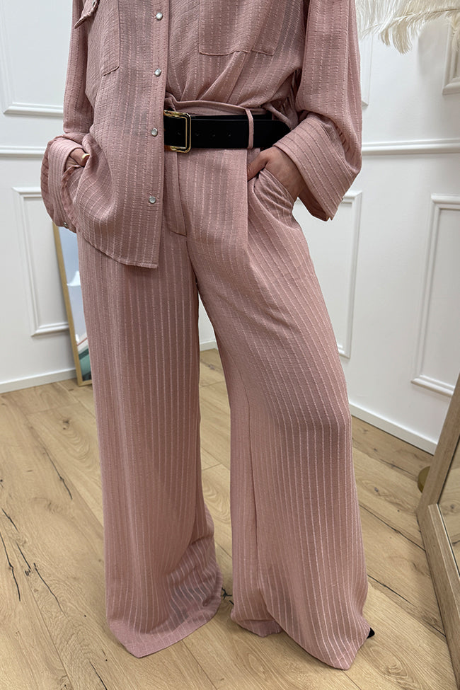 Pantaloni rosa gessatura in rilievo - HaveOne