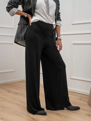 Pantaloni in maglia nero gamba ampia - HaveOne