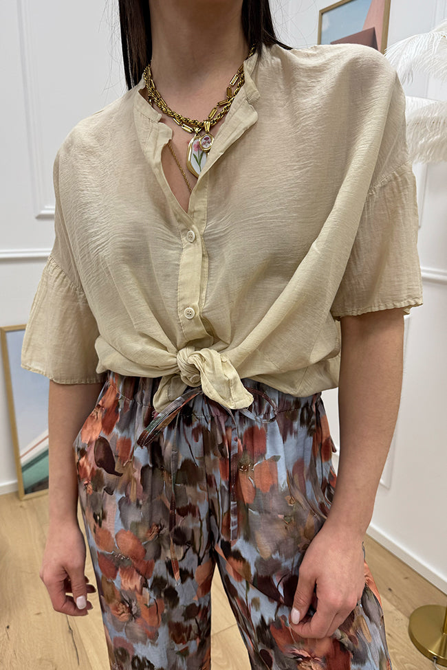 Camicia in mussola sabbia con nodo - Vicolo