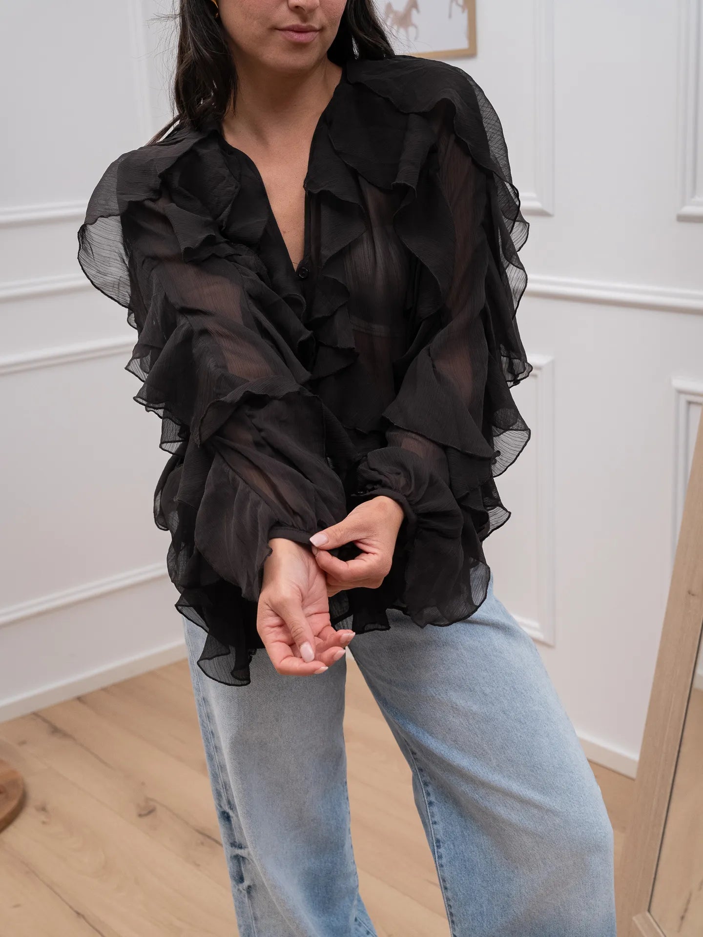 Camicia rouches all over moro - Glamorous