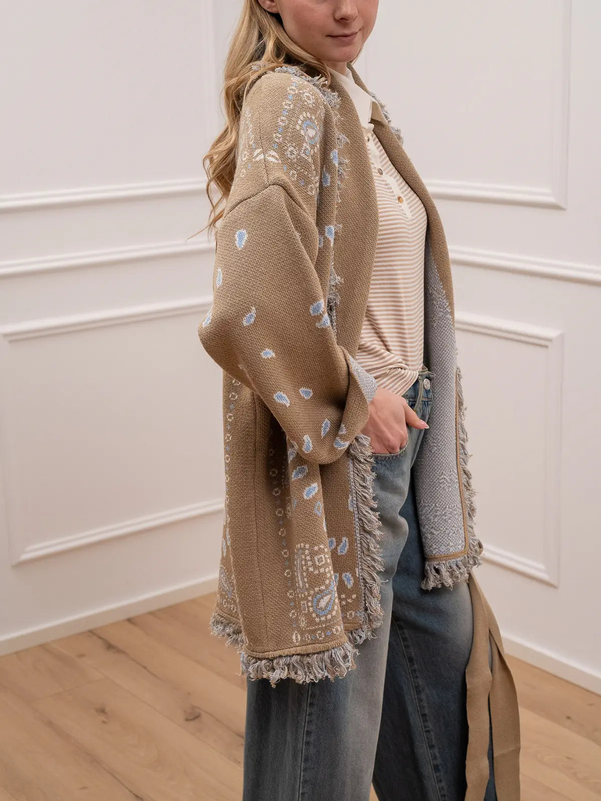 Cardigan alanui bandana sabbia - Tensione In