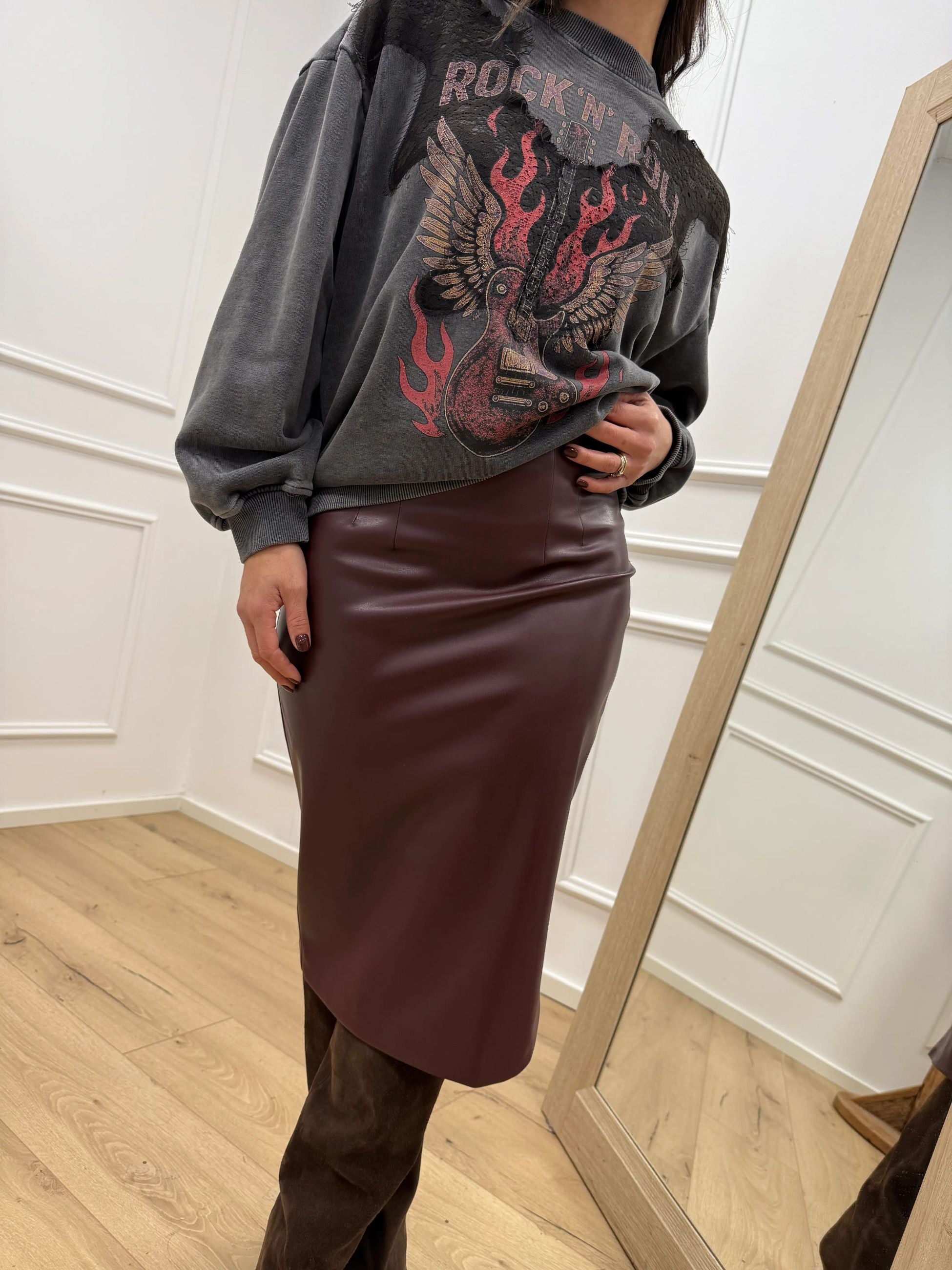 Gonna Cindy ecopelle bordeaux - Kontatto