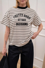 T shirt rigata nero, panna Pretty good - Vicolo