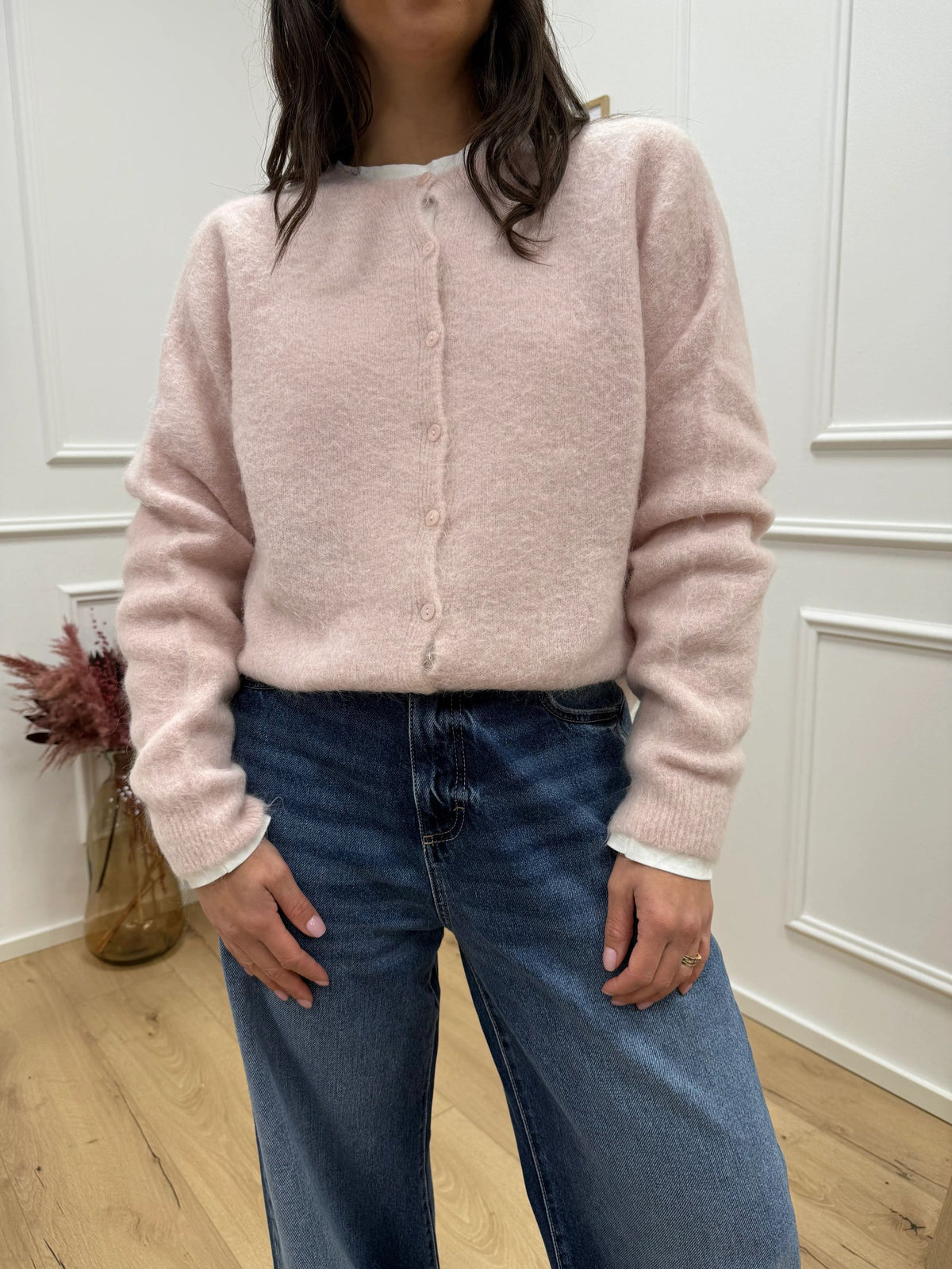 Cardigan soffice rosa in alpaca - Kontatto