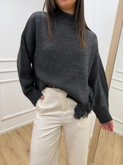 Maglia antracite con frange laterali - HaveOne