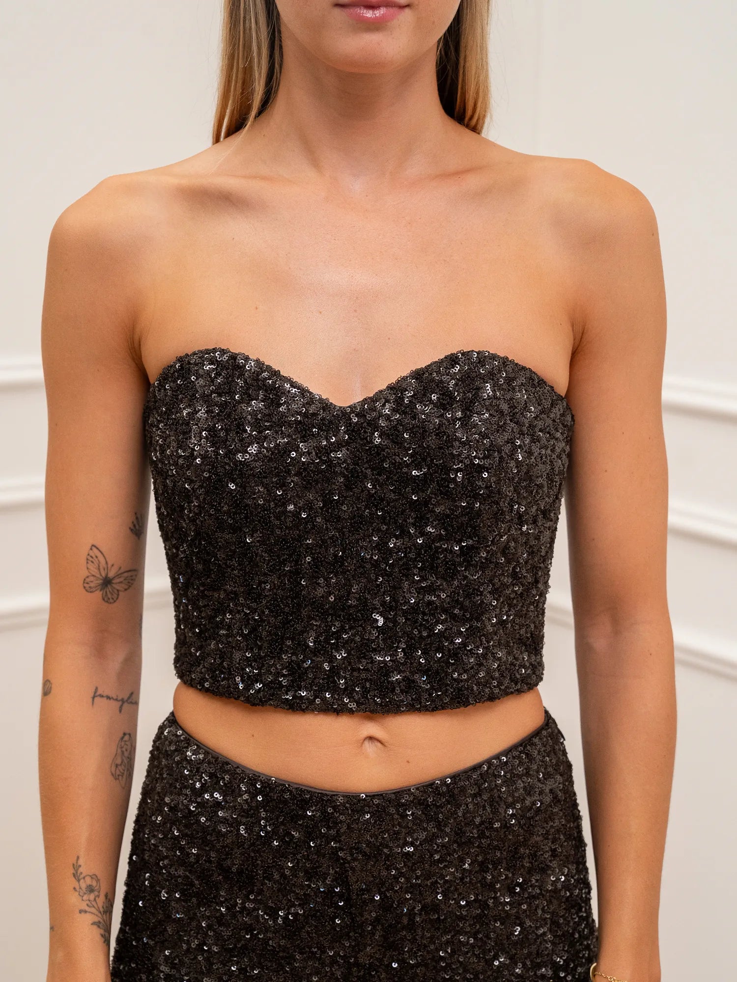 Corsetto crop Galaxy in paillettes fondente - Silence Limited