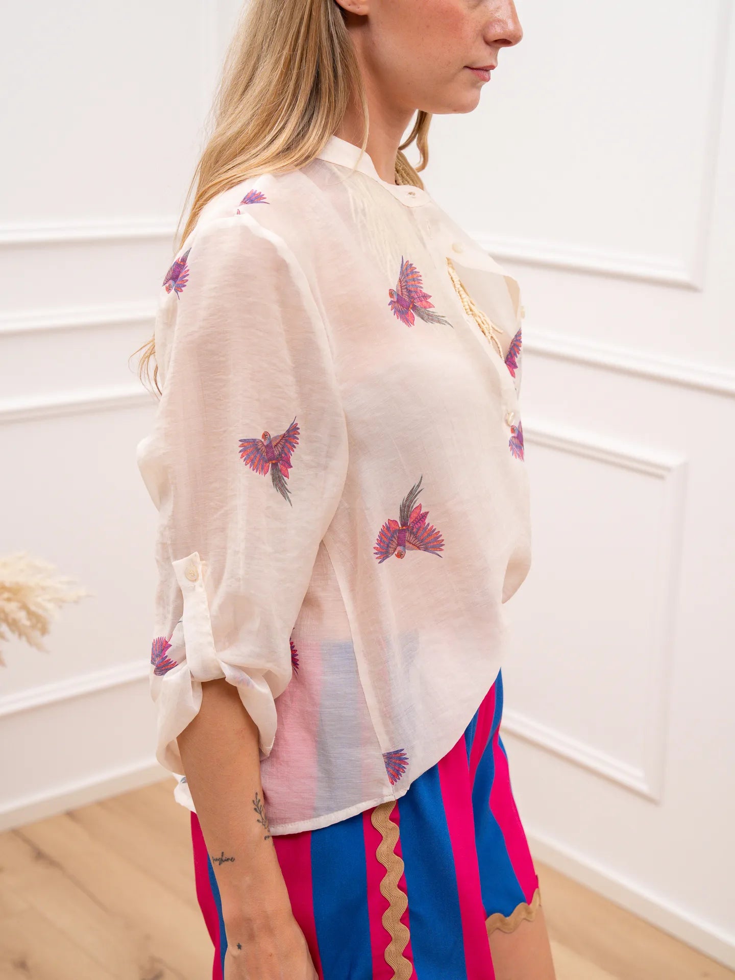 Camicia panna Rio fucsia in lyocell - HaveOne