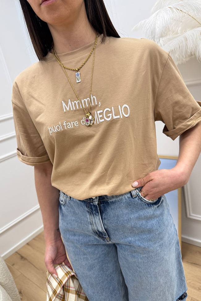T shirt biscotto ricamo "Puoi fare di meglio" - HaveOne