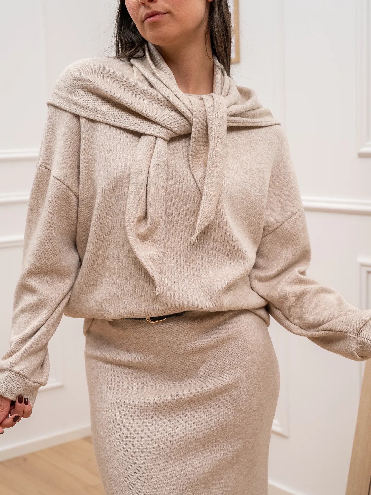 Maglia panna soft touch con foulard - HaveOne