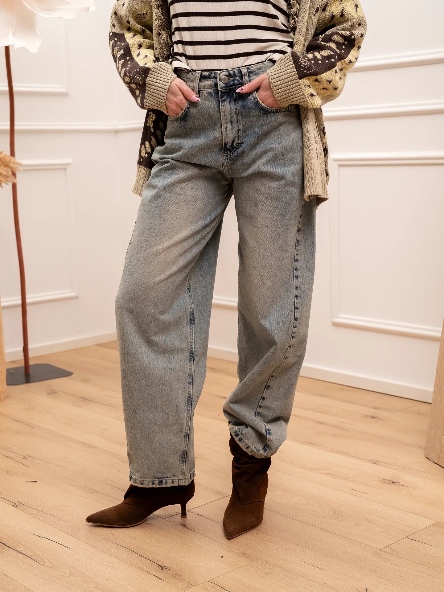 Jeans Elle sabbiato barrel fit - Pinker Couture