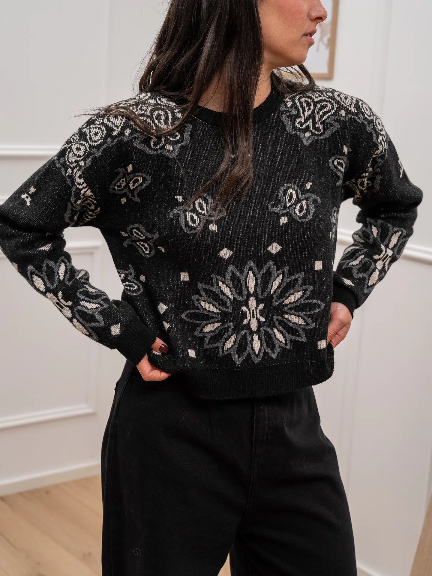 Maglia girocollo bandana nera - Tensione In