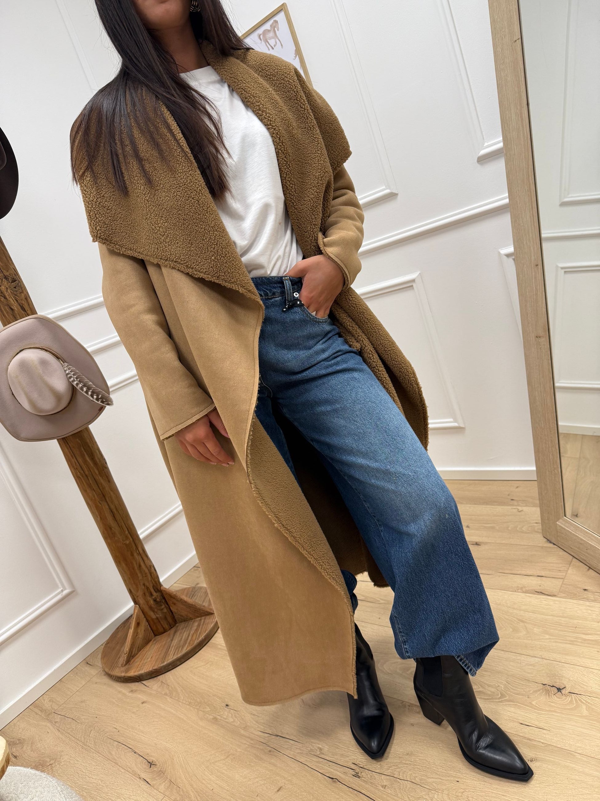Cappotto montone lungo camel - Philia Loft