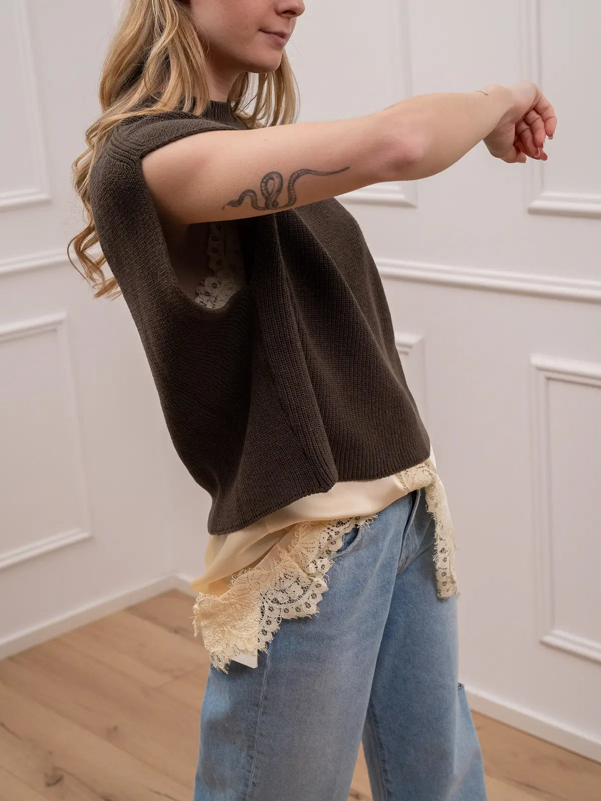 Gilet girocollo moro misto cotone - HaveOne