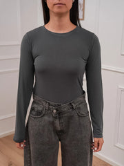 Maglia girocollo grigia misto cashmere - HaveOne