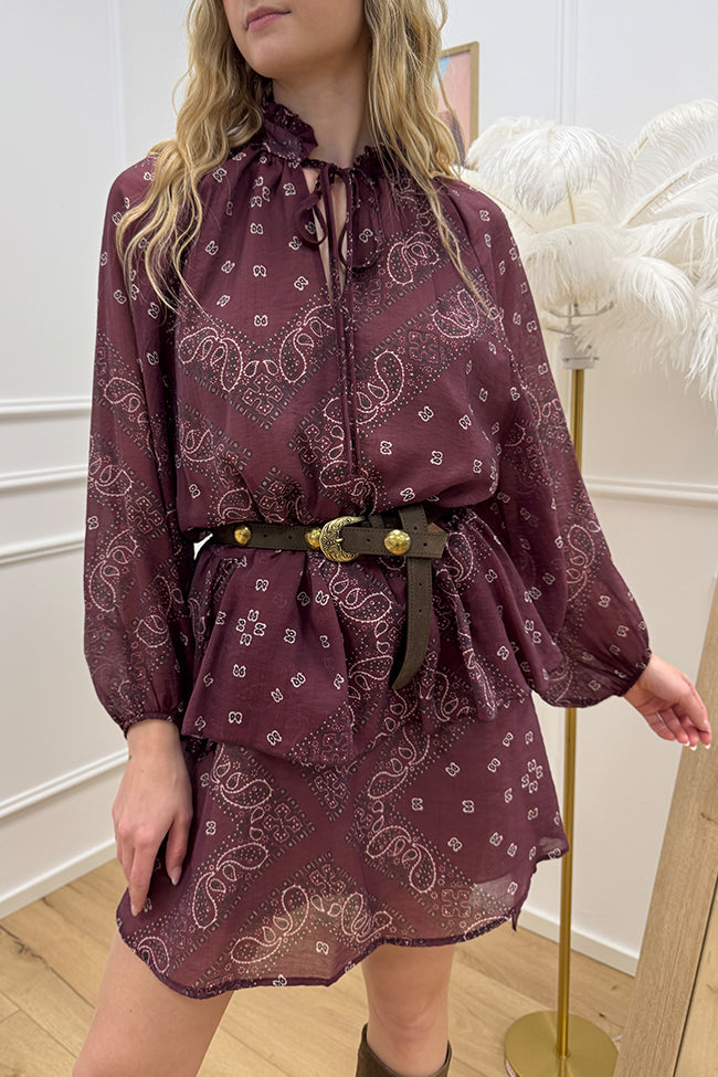 Vestito bandana bordeaux con balze - Dixie