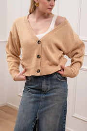 Cardigan basic beige tre bottoni - Vicolo