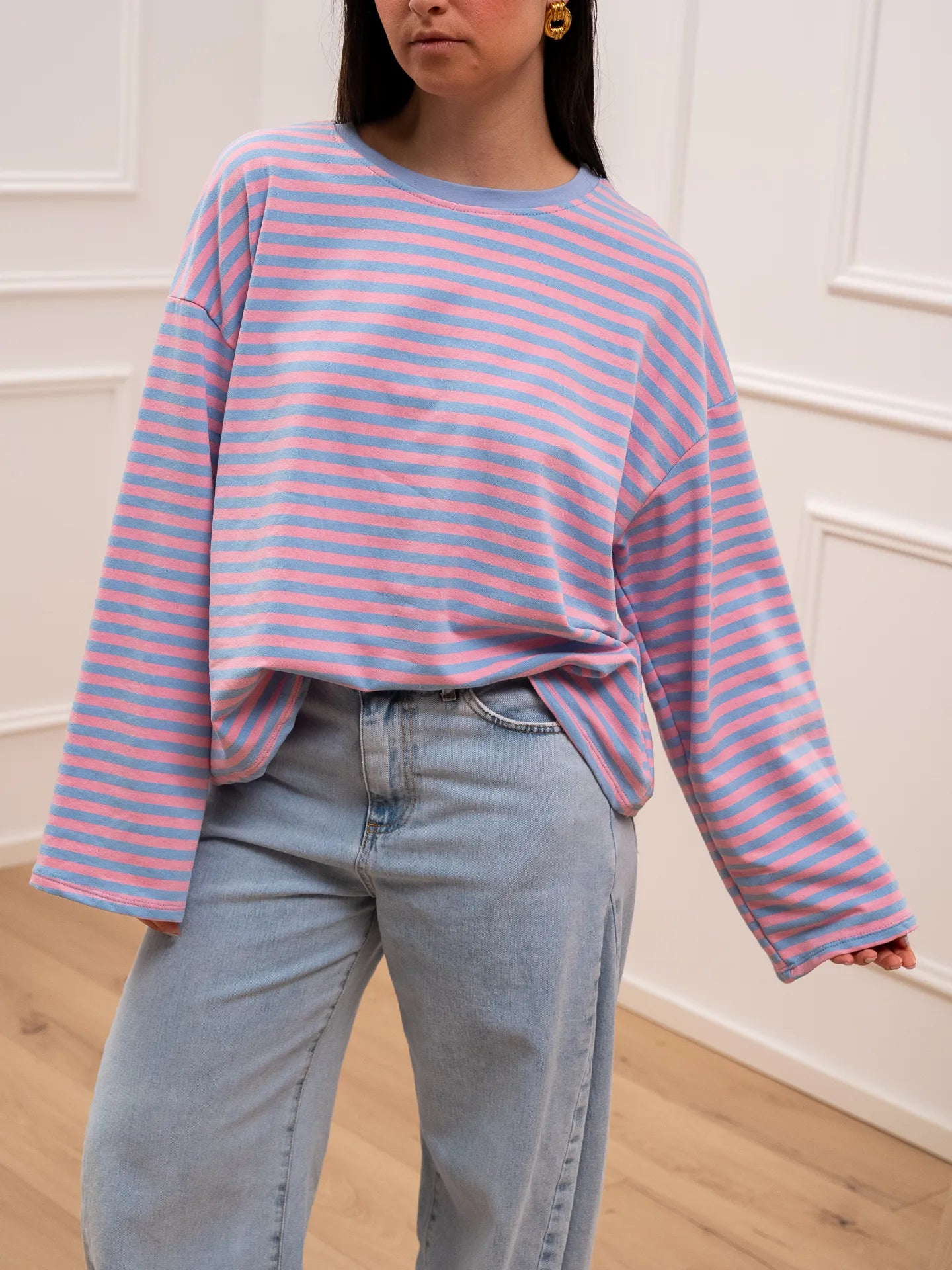 T shirt Stripe rosa e celeste - Crispy