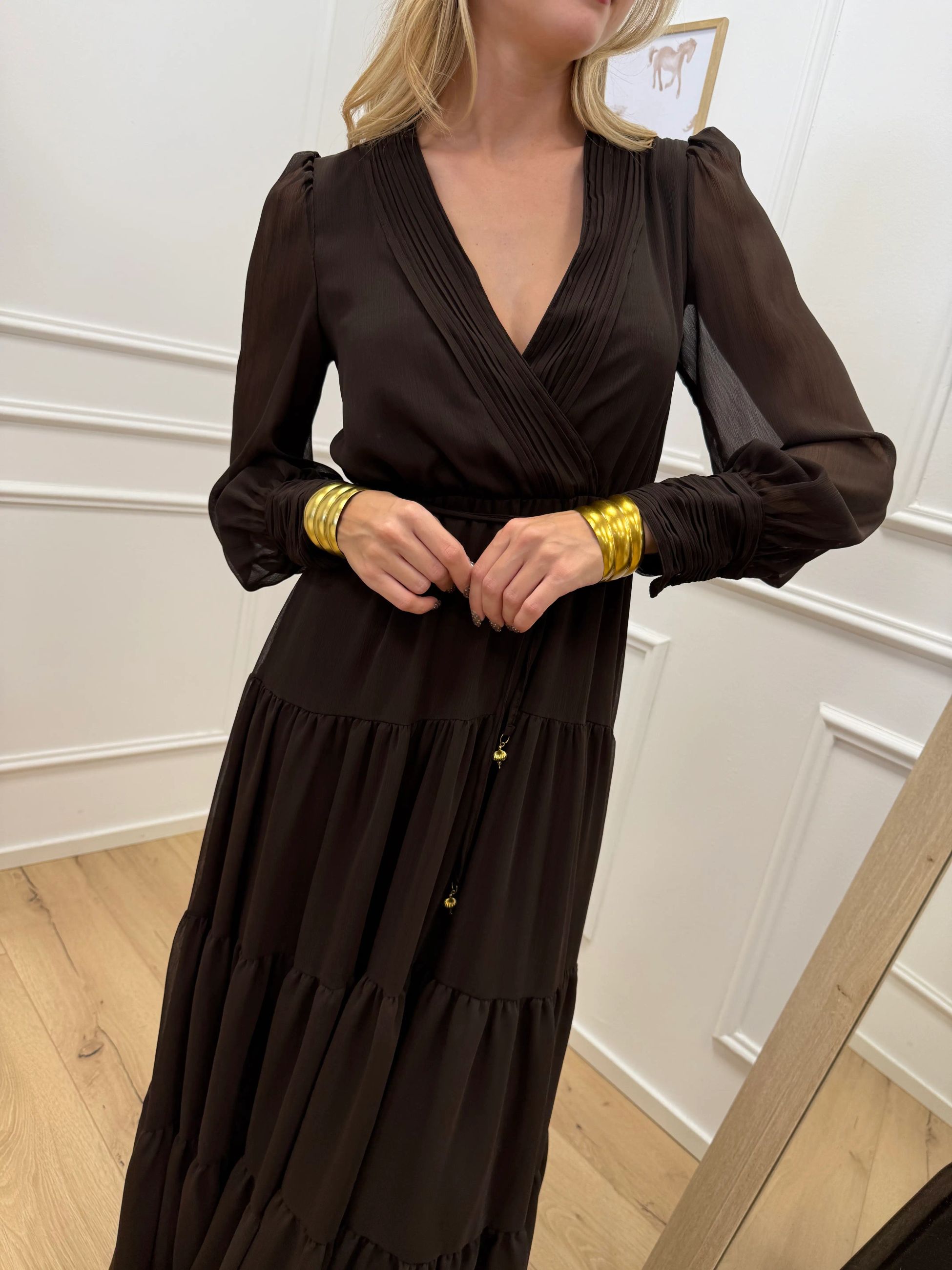 Vestito moro in crepe a balze - Philia Loft