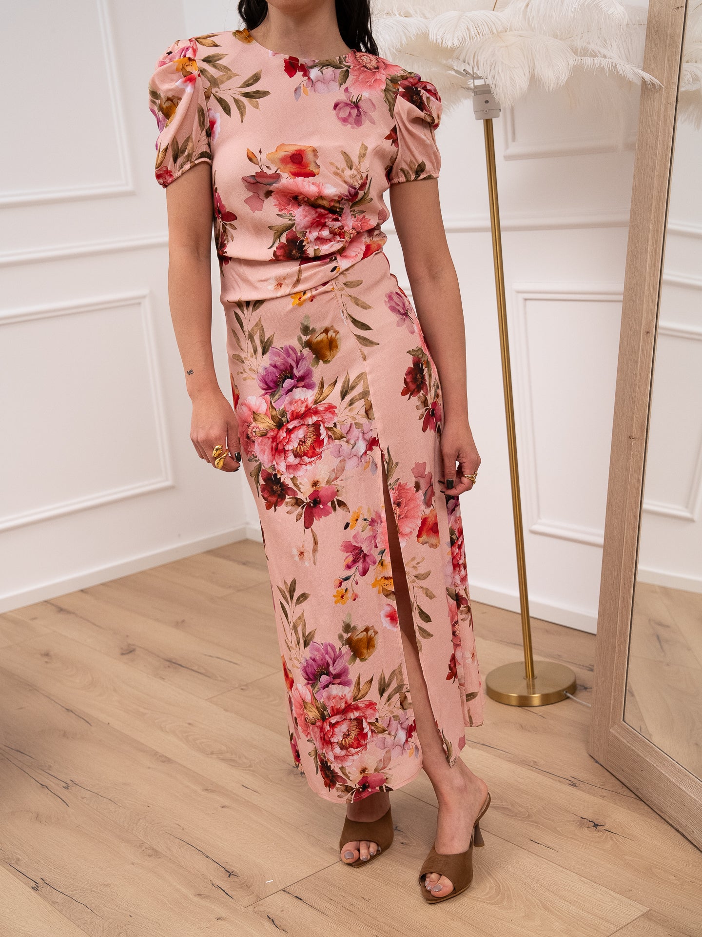 Vestito blush floreale con manica arricciata - Vicolo