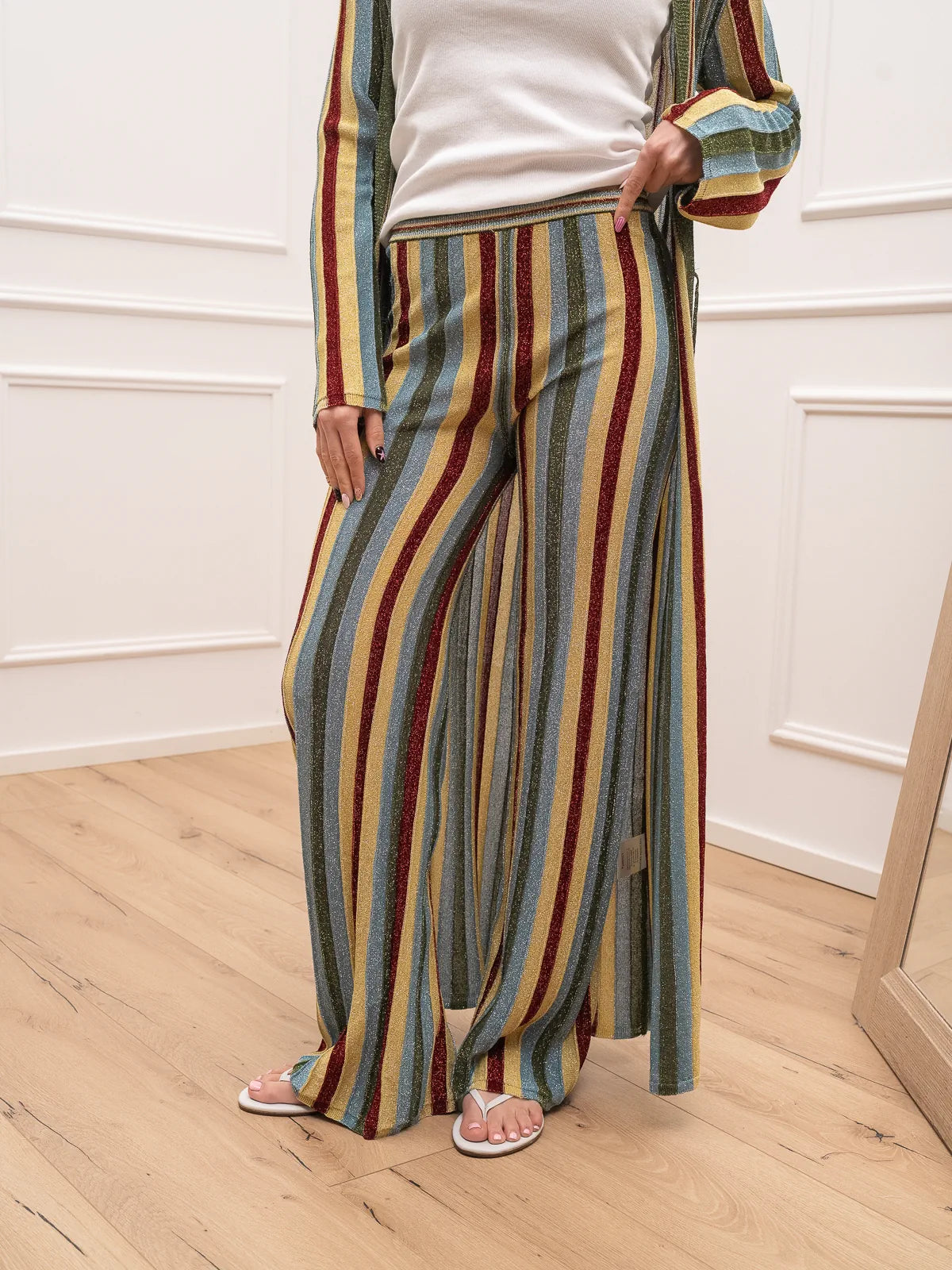 Pantaloni multicolor abete in lurex - The Loom Archive