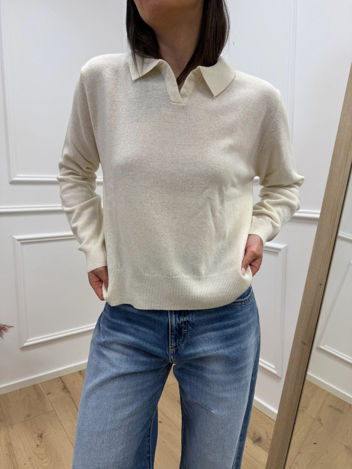 Maglia polo écru 80% lana - HaveOne