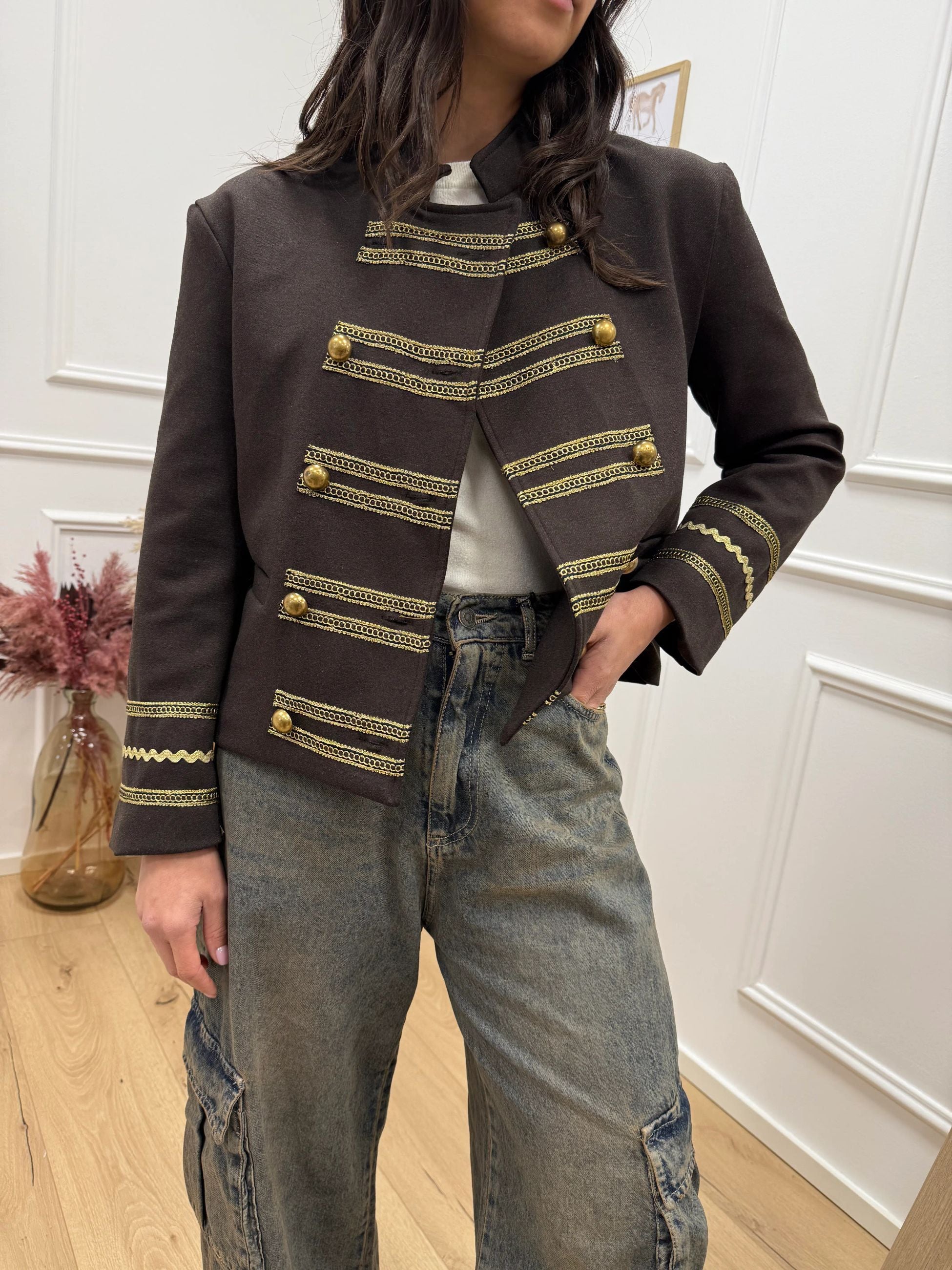 Giacca Napoleone crop moro - HaveOne