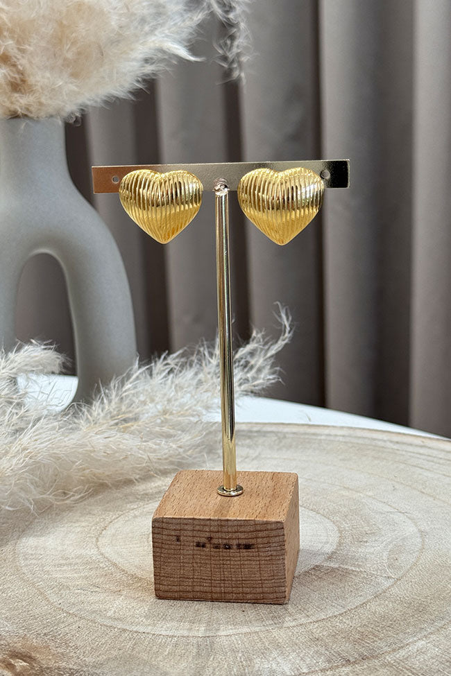 Orecchini cuore zigrinato oro - Calibro Shop