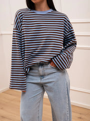 T shirt Stripe celeste e moro - Crispy