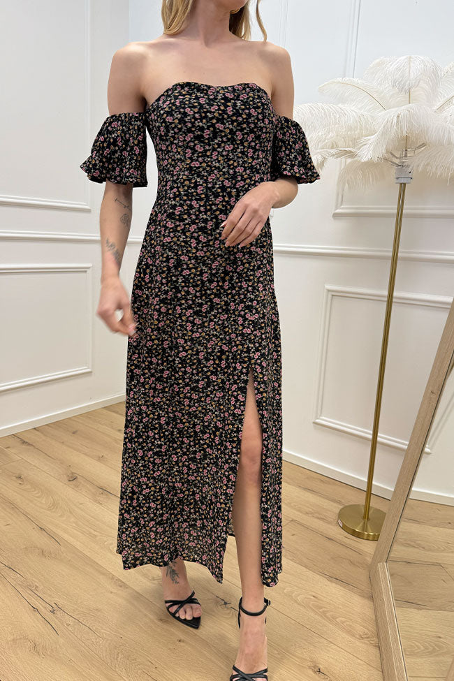 Vestito Clotilde nero scollo bardot - Vicolo