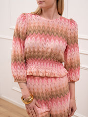 Top crochet rosa filo lamè oro - Tensione In