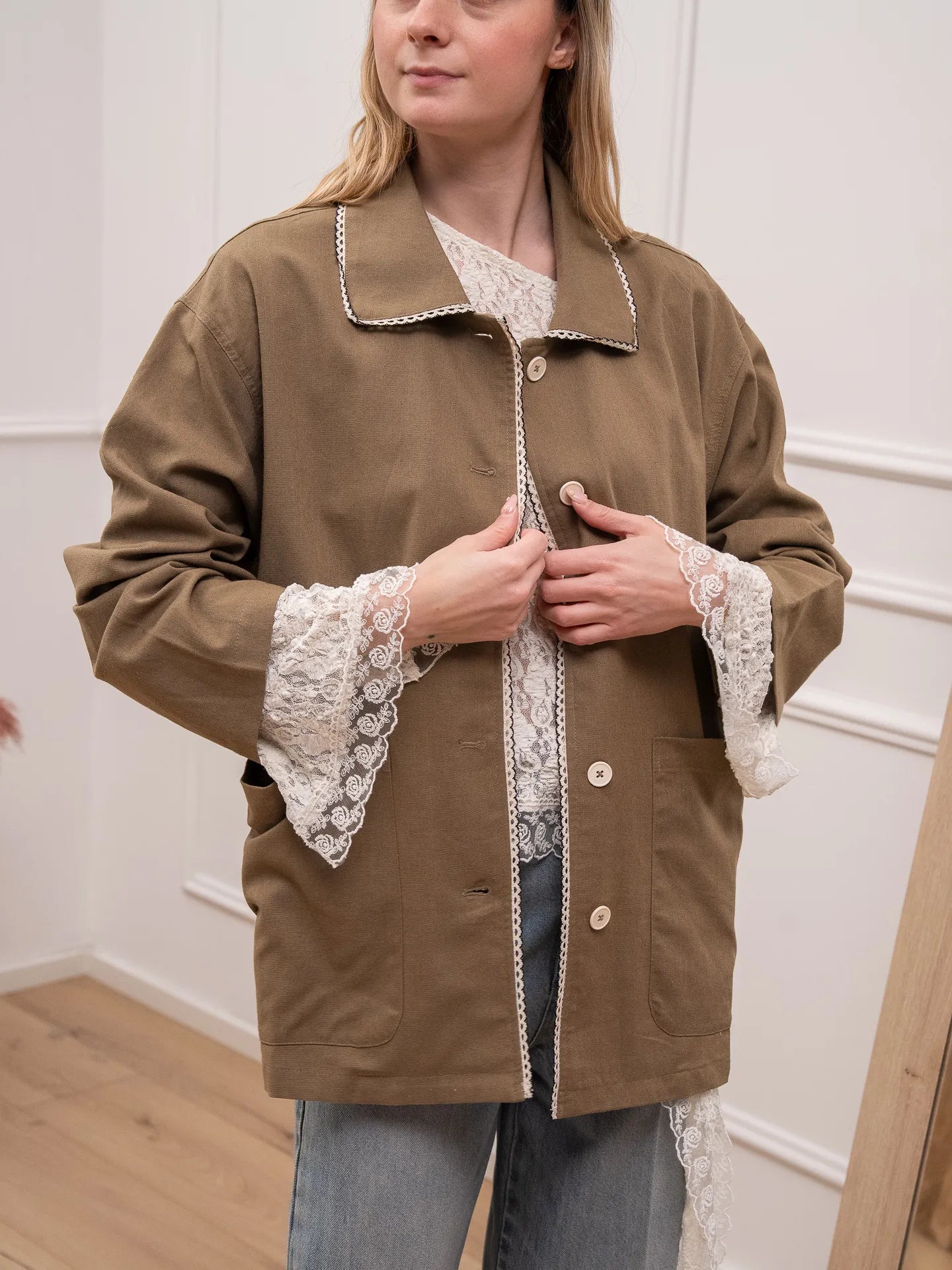 Giacca Riviera fango misto lino con patch sul retro - Crispy