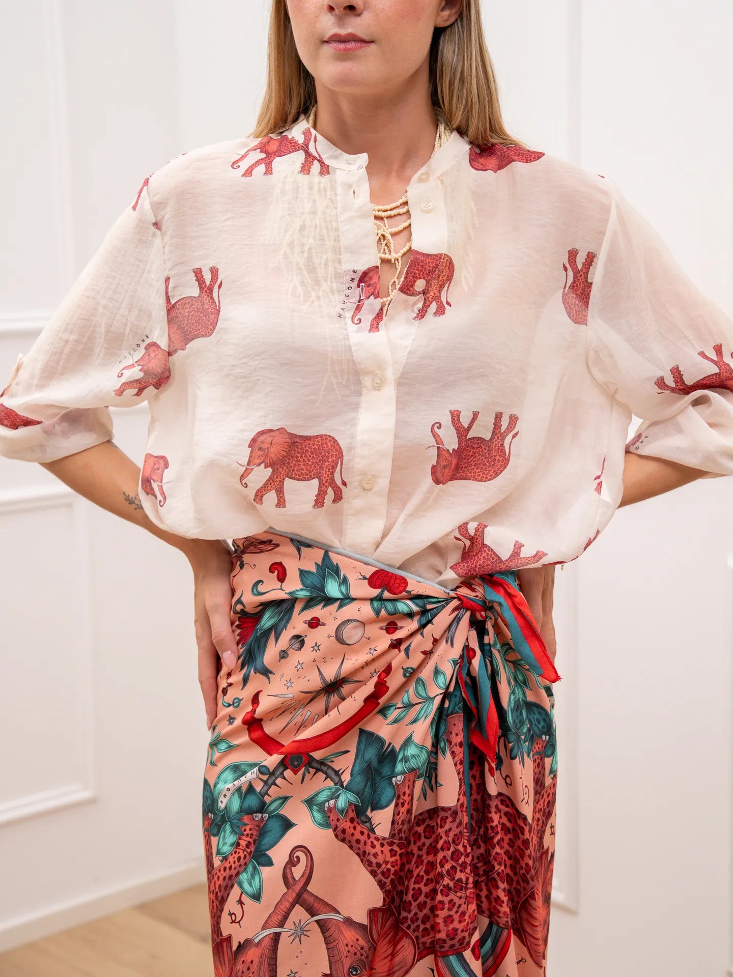 Camicia panna Elefanti in lyocell - HaveOne