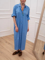 Vestito chemisier rigato sky lungo - SoAllure
