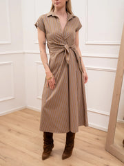 Vestito cammello e viola con nodo - HaveOne