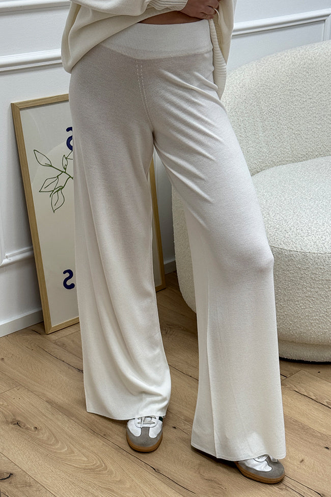 Pantaloni palazzo panna con elastico - Kontatto