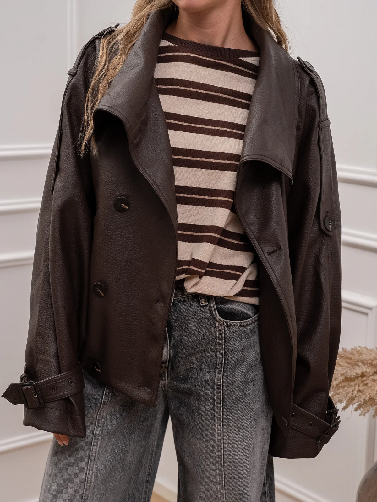 Bomber Belted in ecopelle martellata - HaveOne
