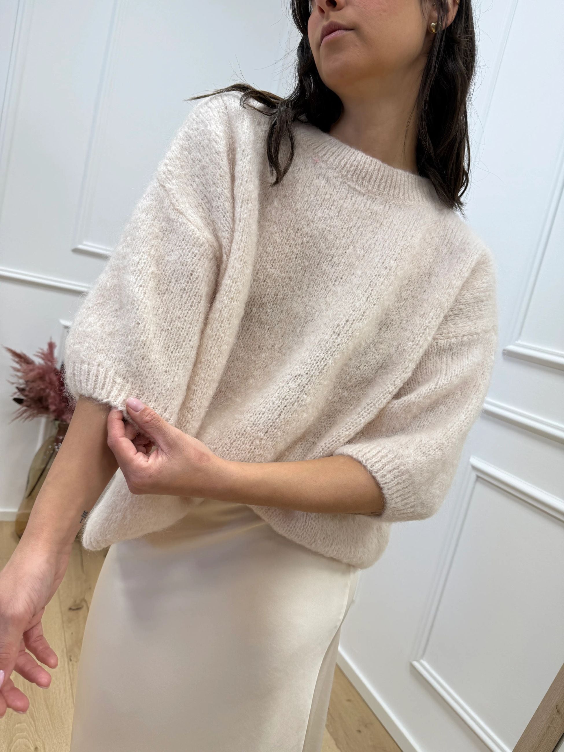 Maglia Gaia burro in mohair mezza manica - Dixie