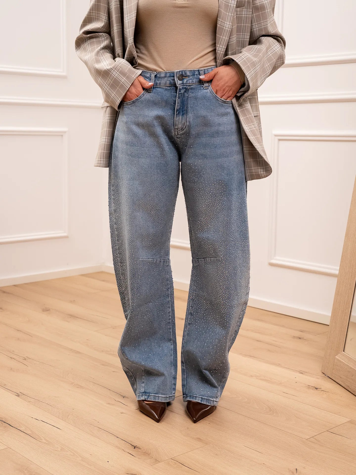 Jeans barrel fit con strass - You Decide