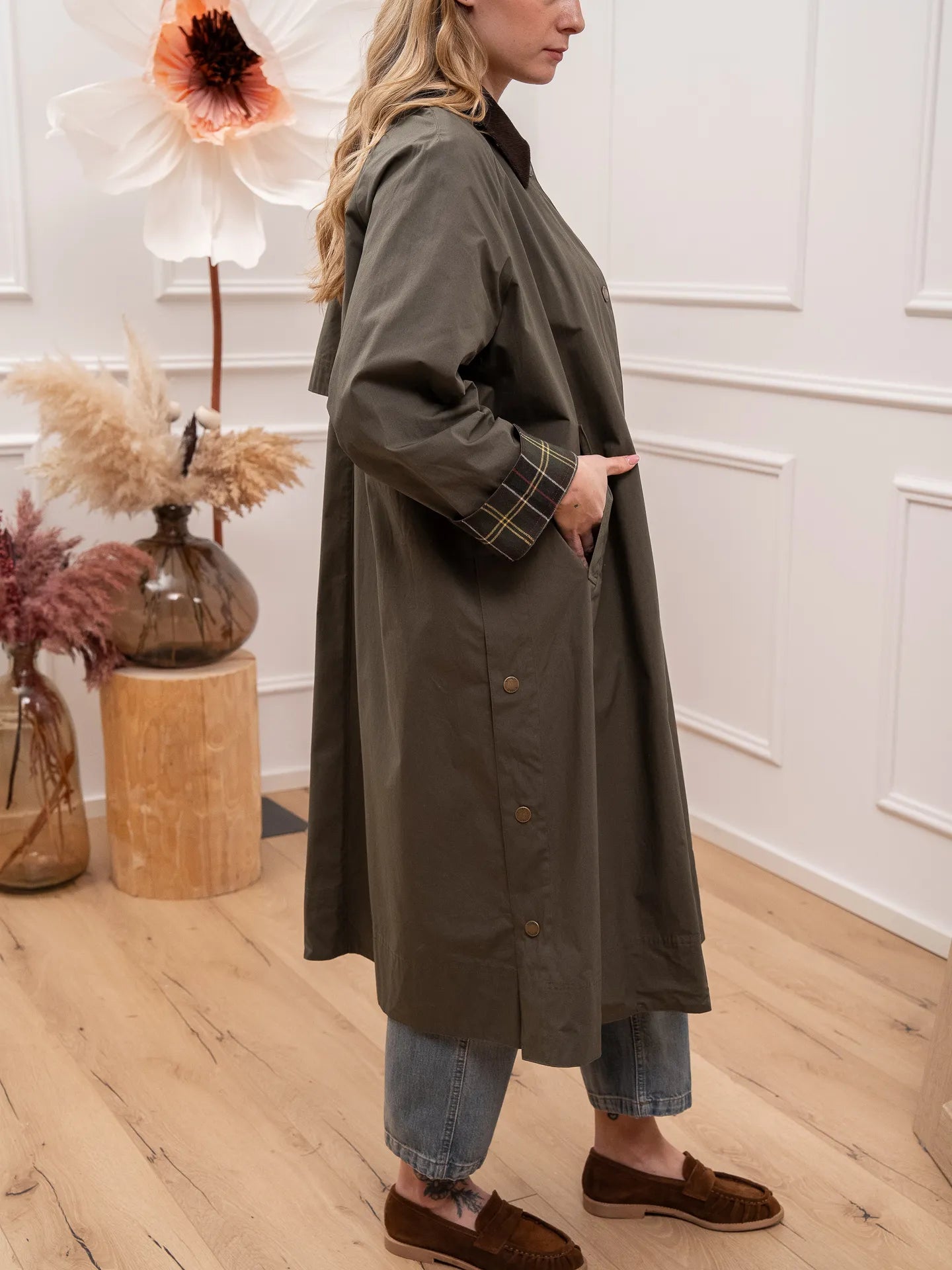 Trench cerato army con colletto a coste - Vicolo