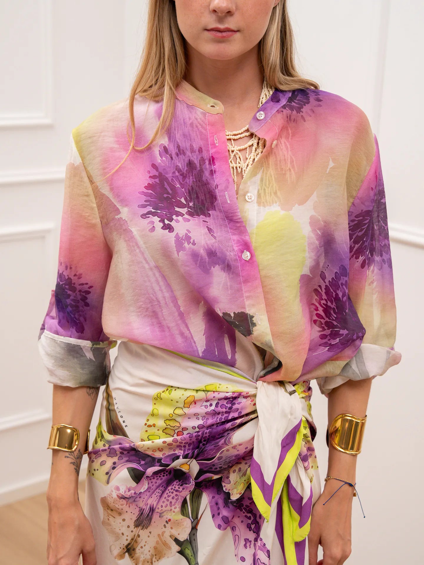 Camicia Orchidea viola in lyocell - HaveOne