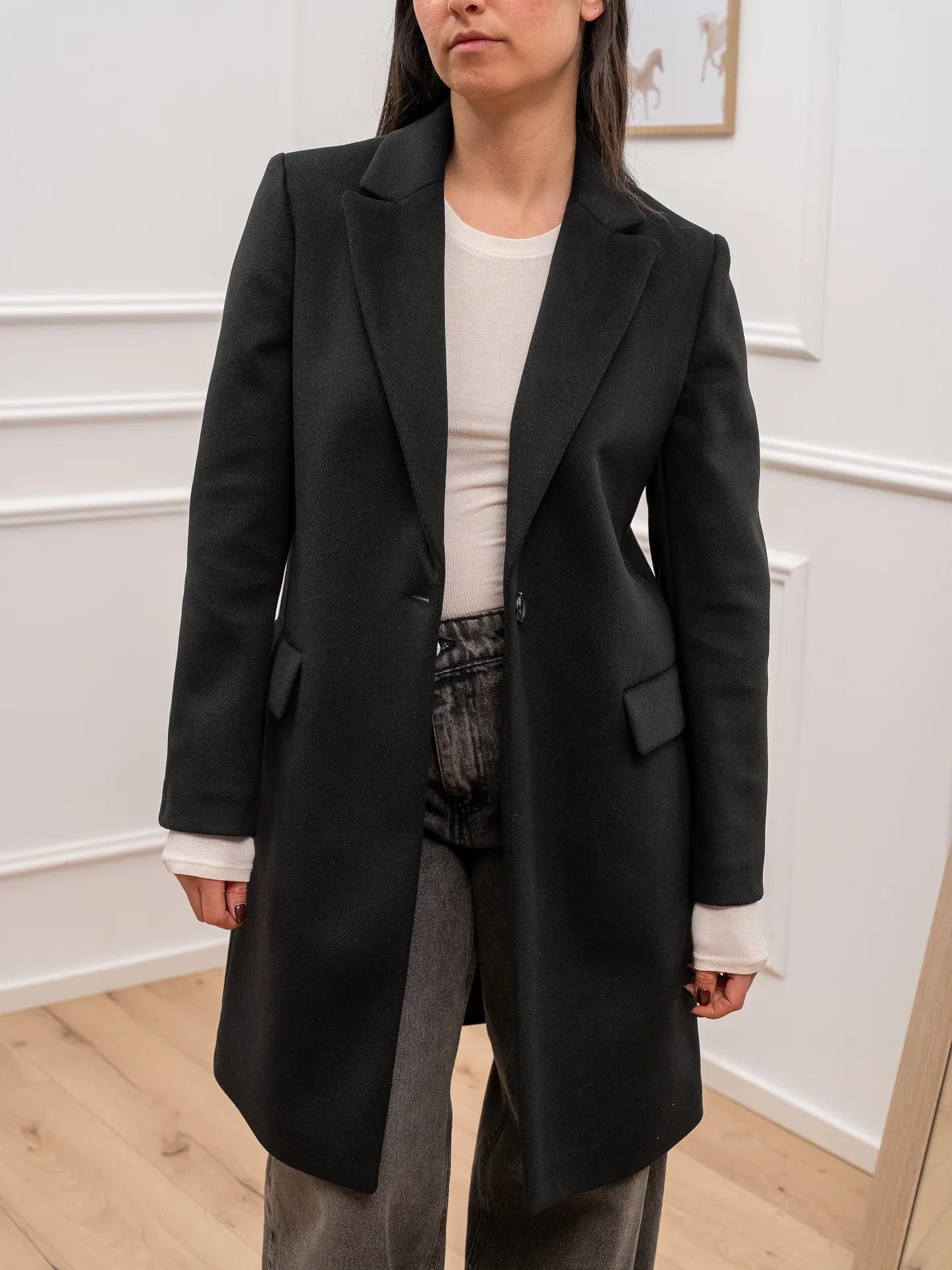 Cappotto slim fit nero ad un bottone - Dixie