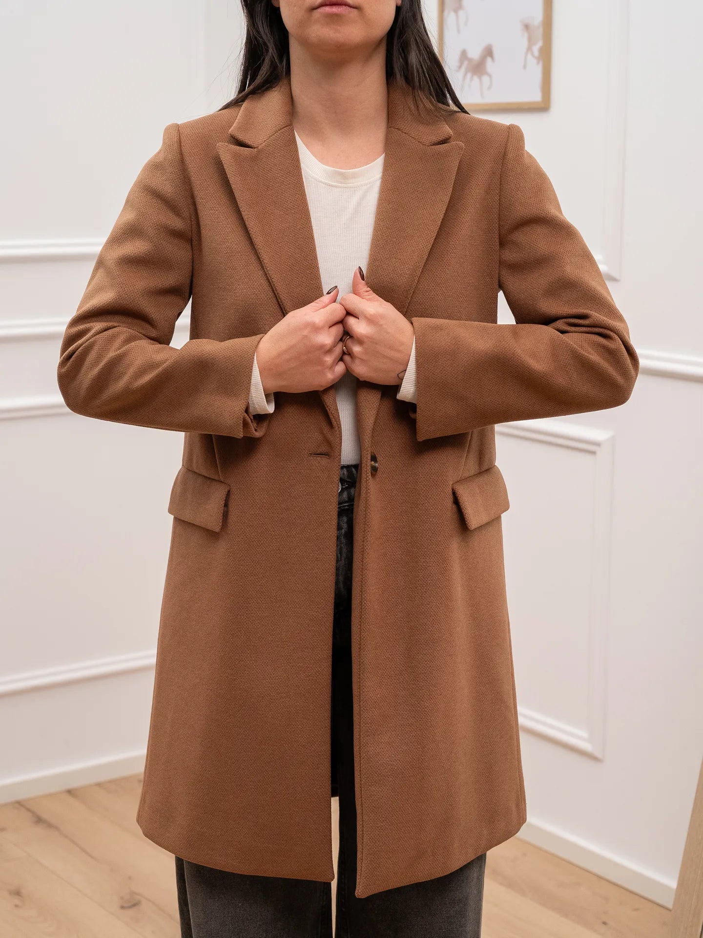 Cappotto slim fit cammello ad un bottone - Dixie