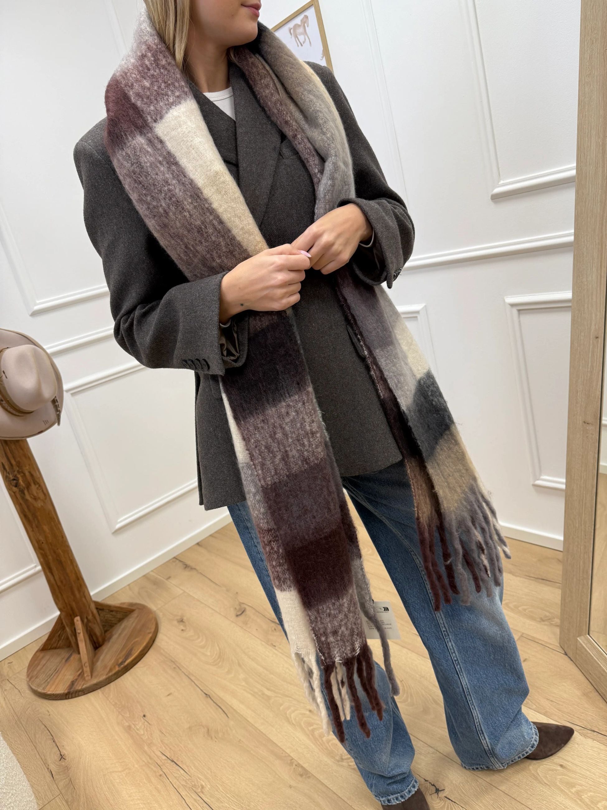 Sciarpa maxi brown check - Glamorous