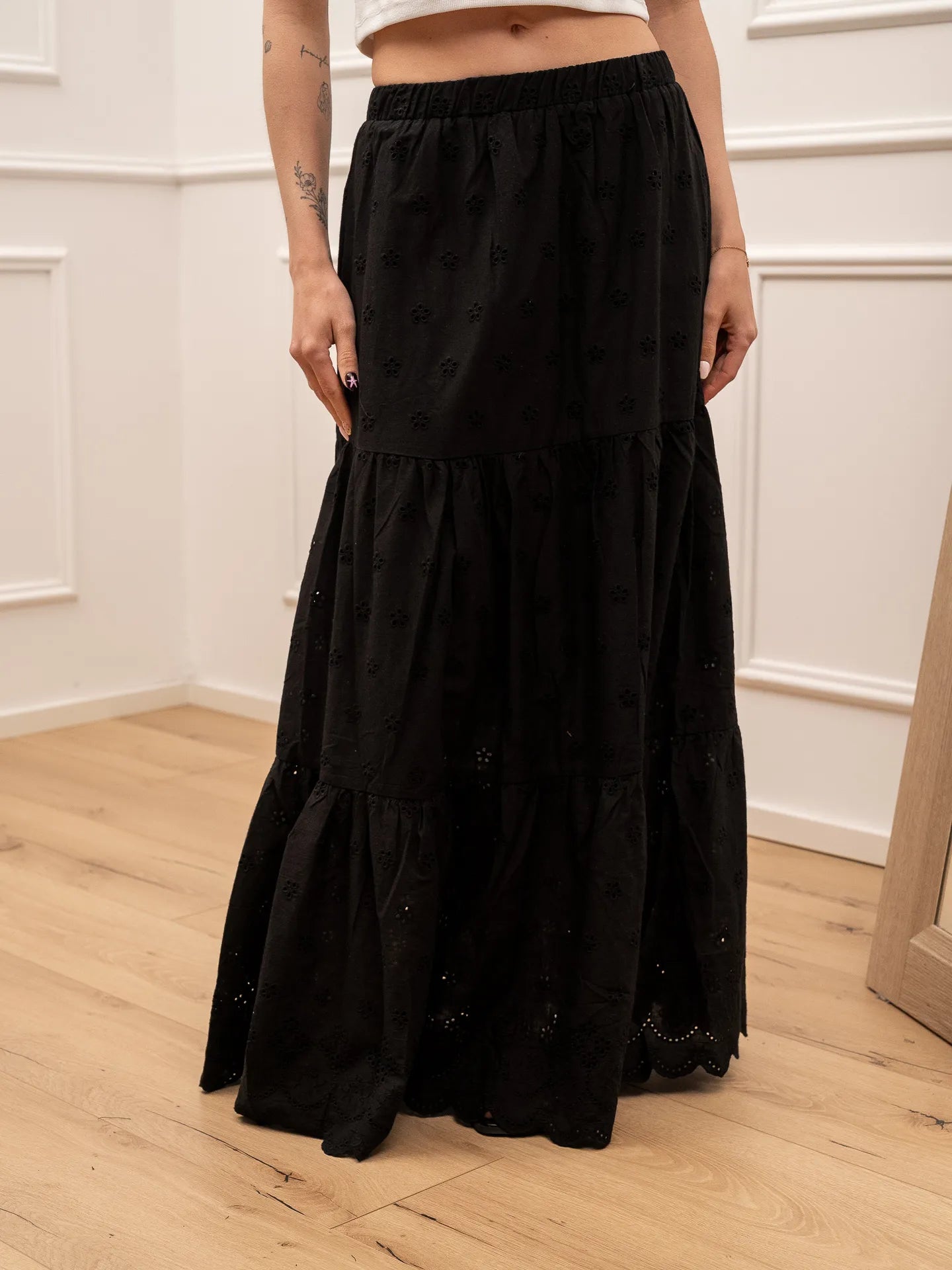 Gonna in pizzo sangallo nera - Glamorous