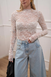 Top in pizzo burro collo taglio vivo - HaveOne