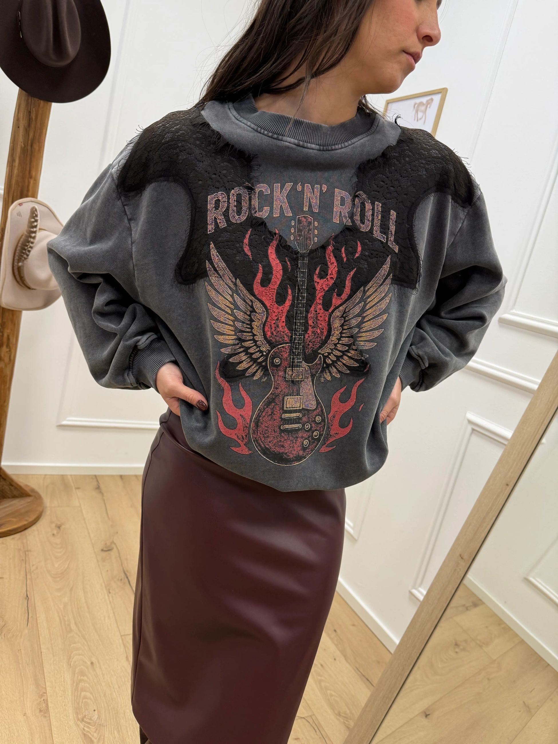 Felpa grigia vintage Rock - Tensione In