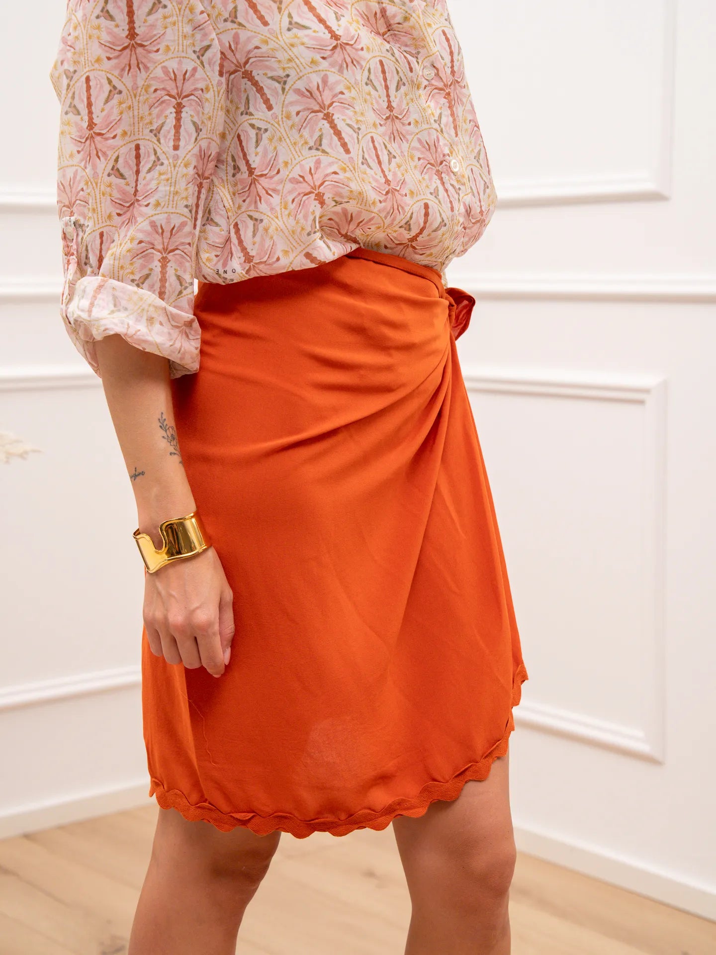 Gonna pareo mini papaya bordo ondulato - HaveOne