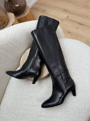 Stivali a tubo in pelle neri con tacco - Ovyè