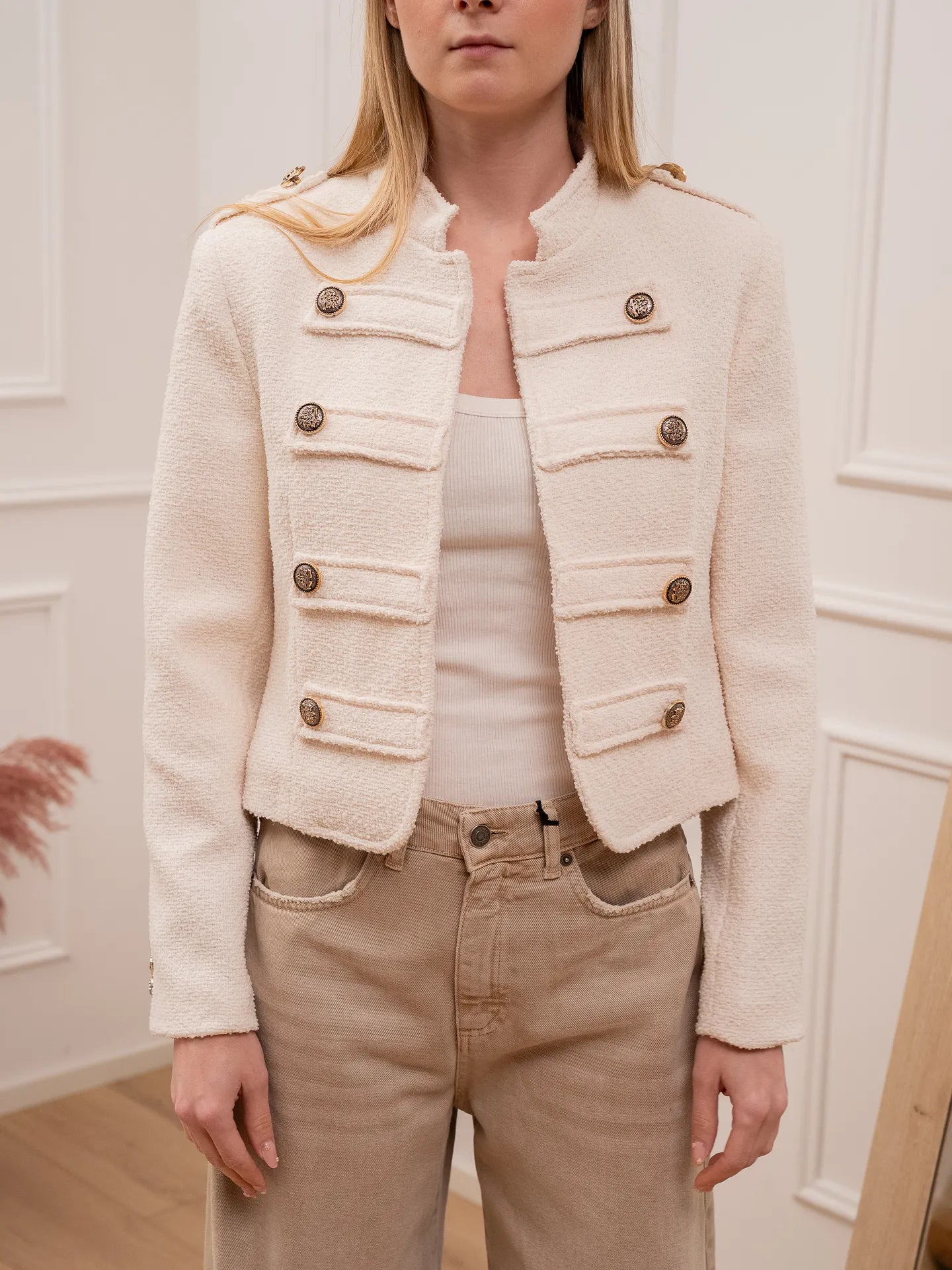 Giacca in tweed burro con bottoni - Vicolo