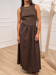 Vestito Cassandra cioccolato bimateriale - Vicolo